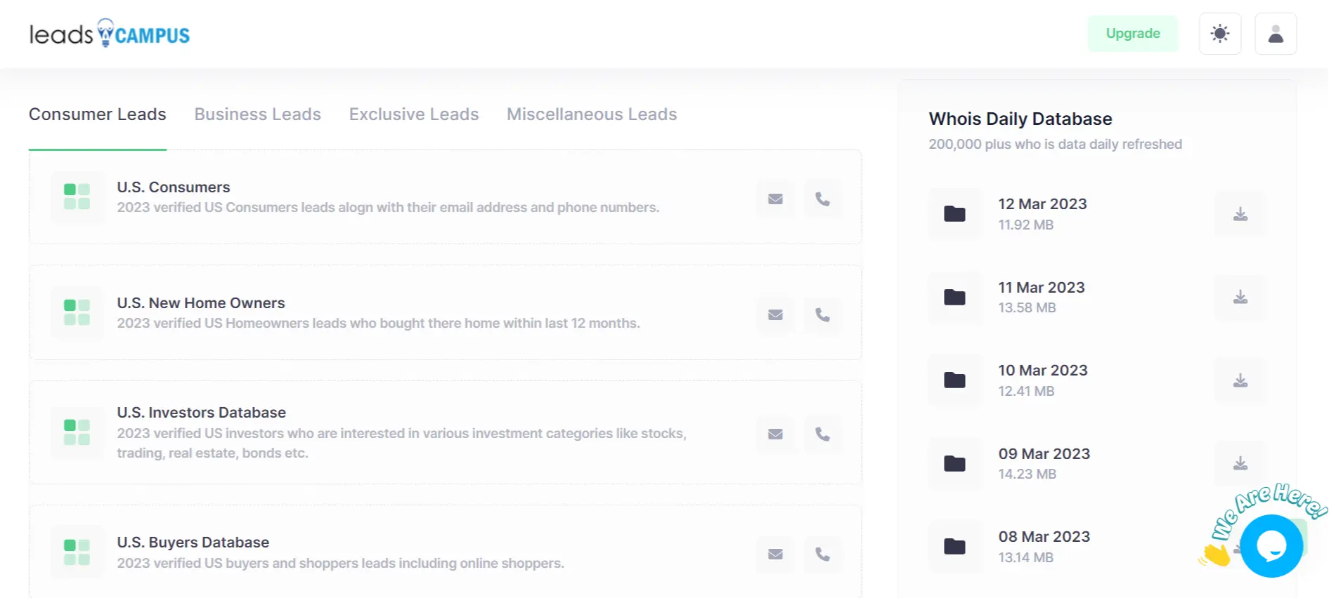 All features of Leadscampus Dashboard