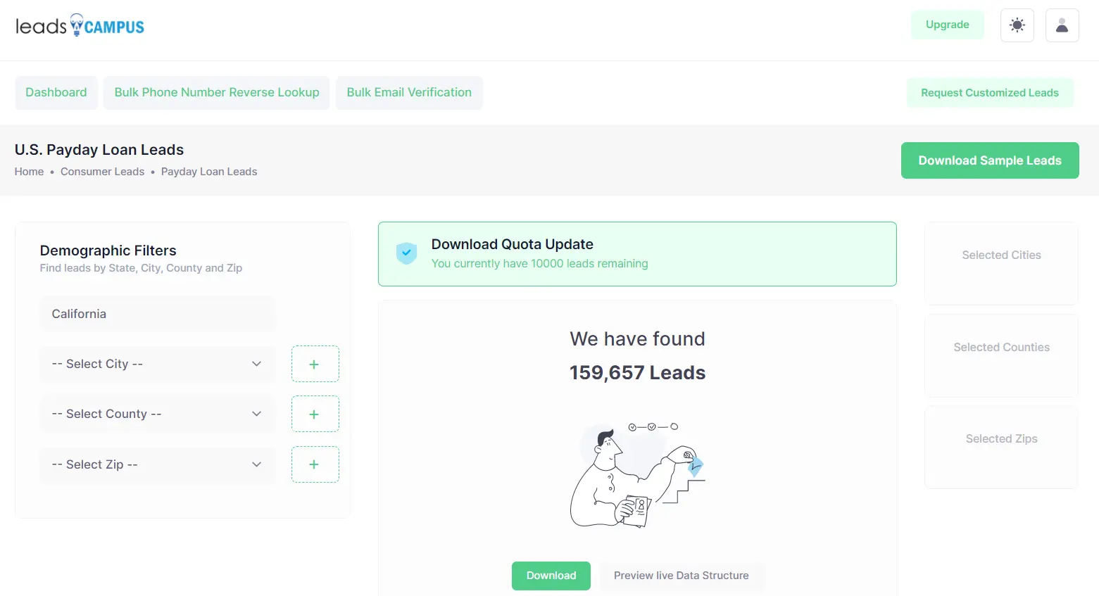 How to download US Payday Loan Leads from Leadscampus
