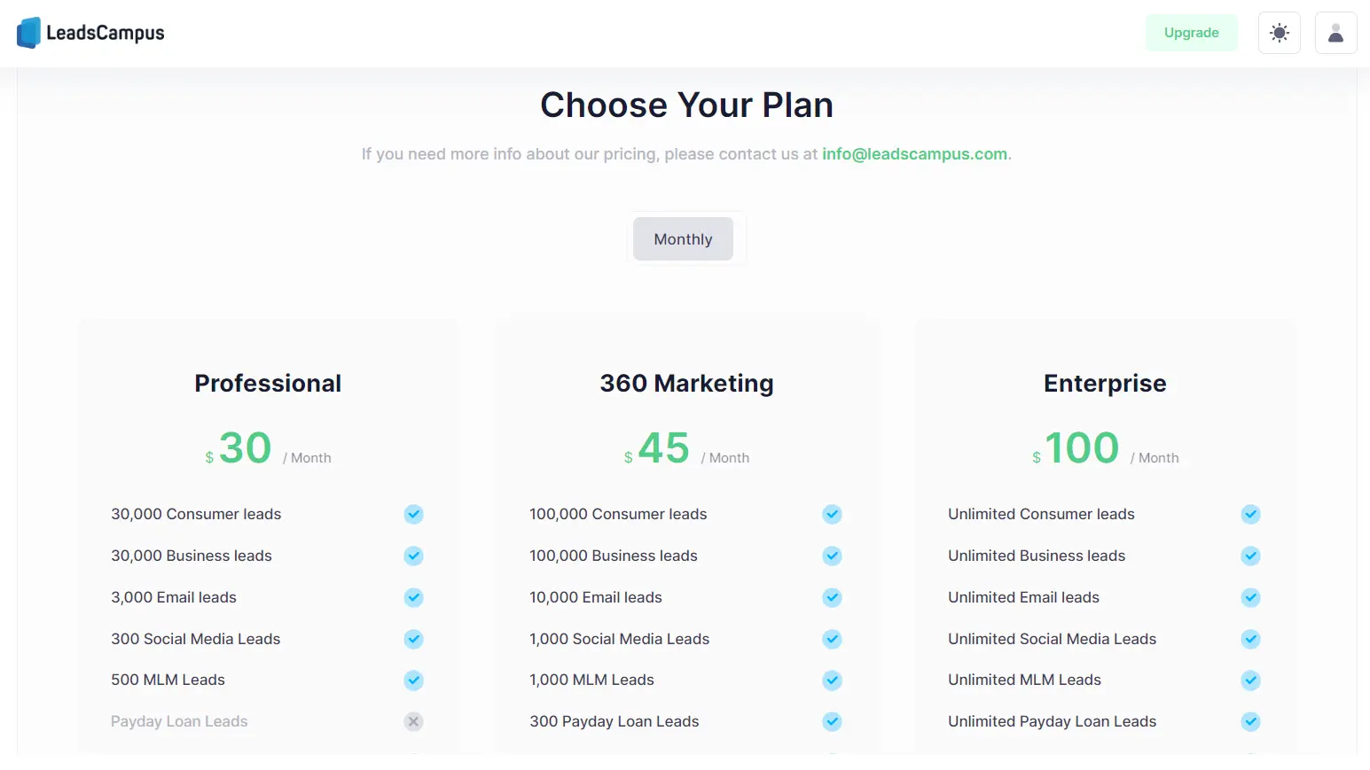 Tutorial: Upgrade Leadscampus Subscription